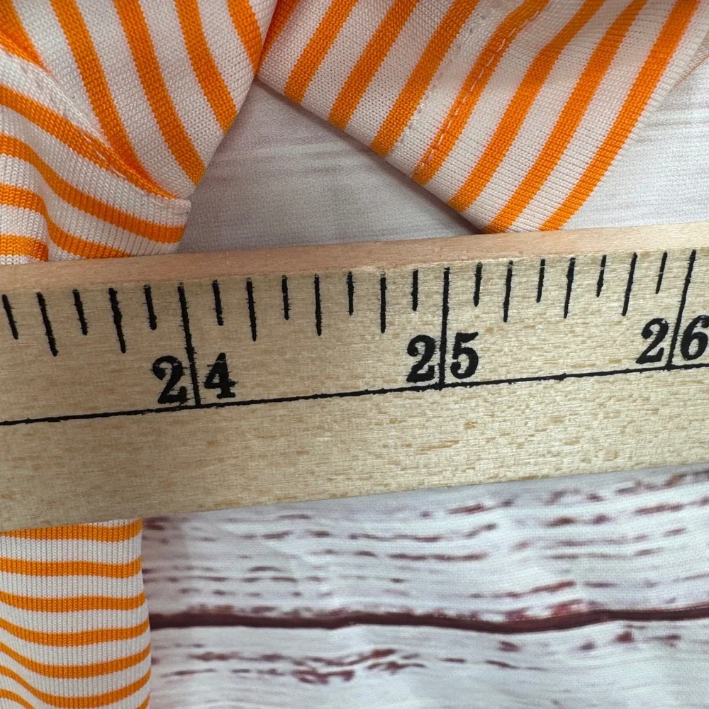Nike Golf Polo Shirt Mens Large Orange White Stripe Dri-FIT Standard Fit Atletic